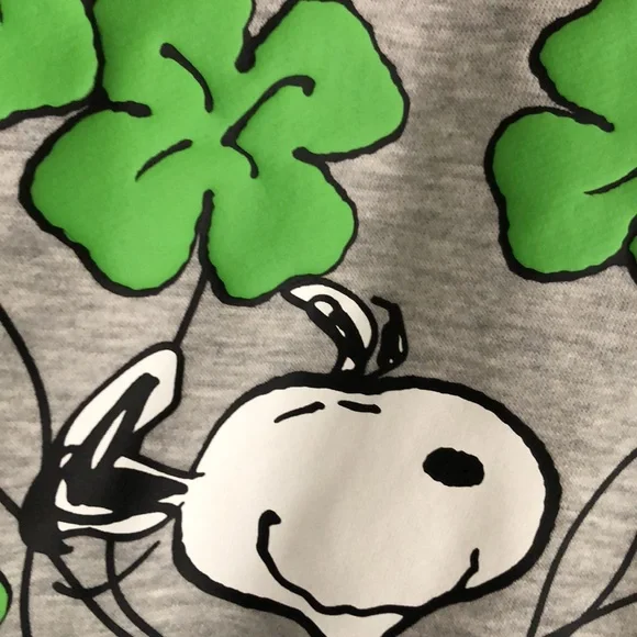 Peanuts SNOOPY Gray Crewneck St. Patrick’s Day Sweatshirt SIZE 1X - Picture 5 of 9